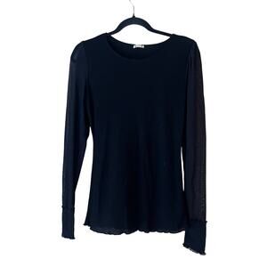 New Free People Intimately Free Long Sleeve Top Blouse Sheer Sleeve Large Layer